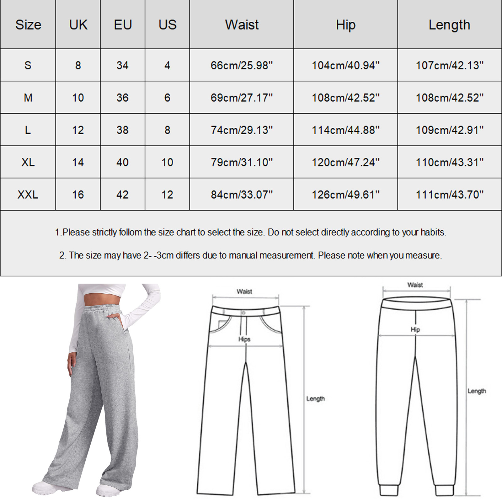 thumbnail image 5 of Pantalones de chándal con forro polar para mujer: cintura alta, pierna ancha y bolsillos; poliéster ligero para primavera/otoño; diseño con lazo delantero; informal/trabajo/yoga; tallas S-XXL., 5 of 7
